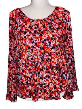 Copper Key Vibrant Multi Colored Flowered Blouse